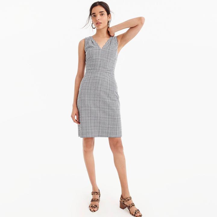 J.Crew V-neck seersucker dress in gingham