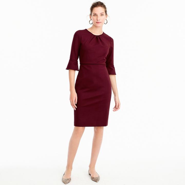 J.Crew Bell-sleeve sheath in stretch ponte