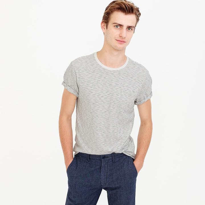 J.Crew Slub cotton textured pocket T-shirt in wavy stripe