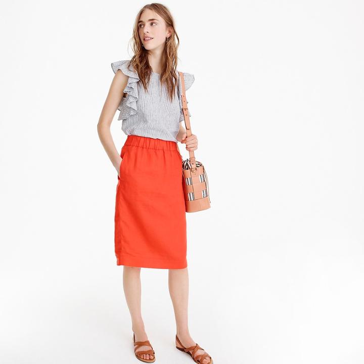 J.Crew Pull-on linen skirt