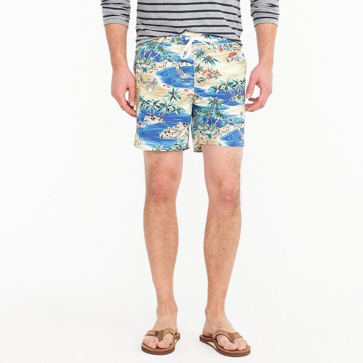 J.Crew 6 swim trunk in island print