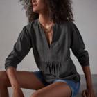 James Perse Curved Hem Peasant Blouse