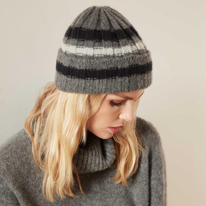 James Perse Stripe Cashmere Beanie