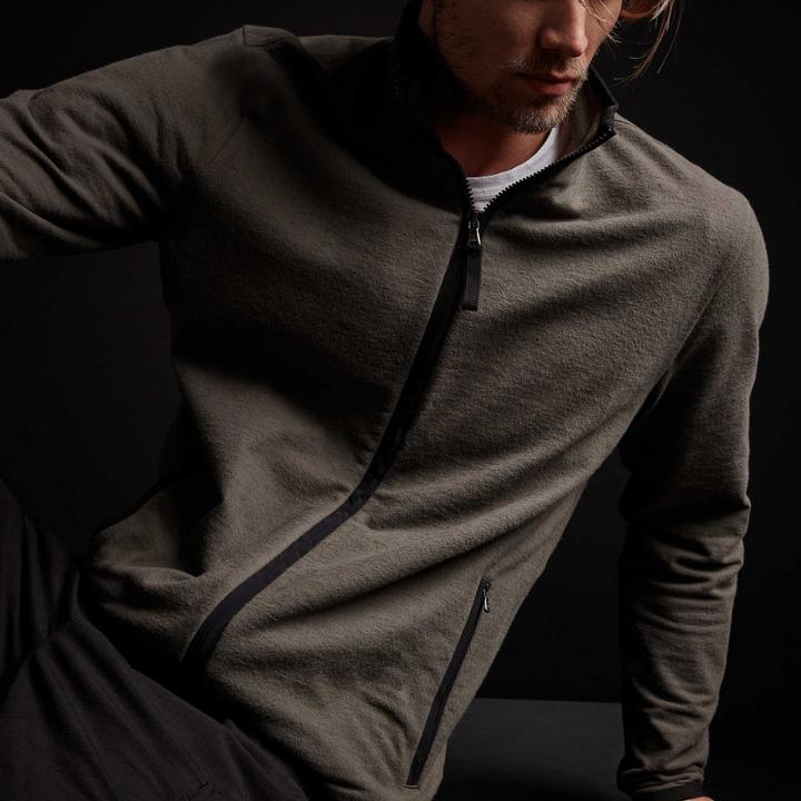 James Perse Brushed Terry Funnel Neck Jacket