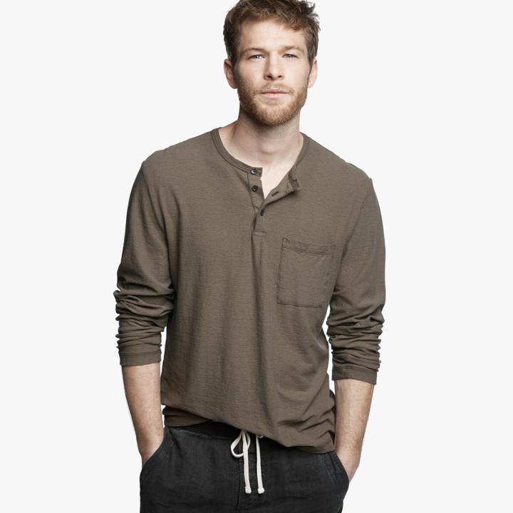 James Perse Cotton Linen Pocket Henley