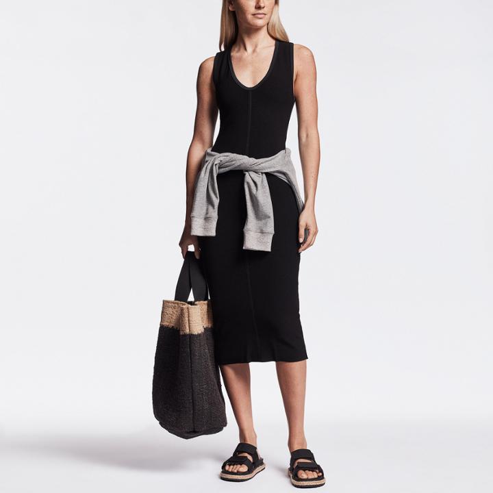 James Perse Chevron Ribbed Skinny Dress