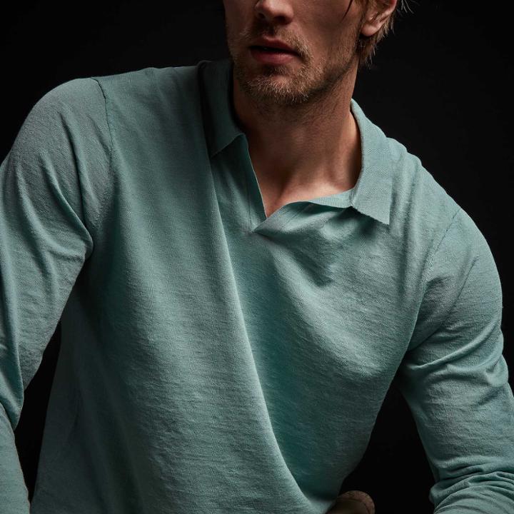 James Perse Linen Blend Long Sleeve Polo Sweater