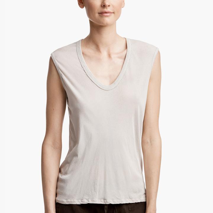 James Perse Contrast Rib Muscle Tee