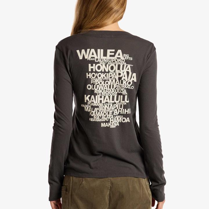 James Perse Long Sleeve V Neck Maui Words