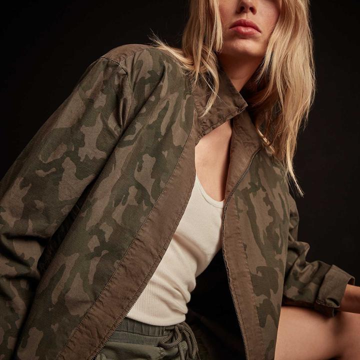 James Perse Mixed Media Camo Utility Jacket