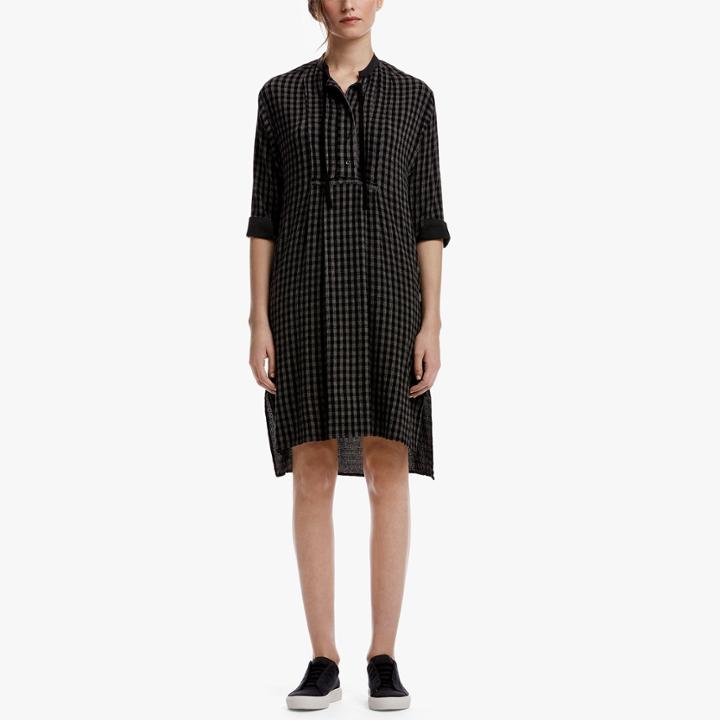 James Perse Crepe Plaid Shirt Dress