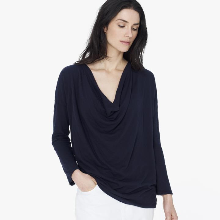 James Perse Crepe Jersey Drape Top