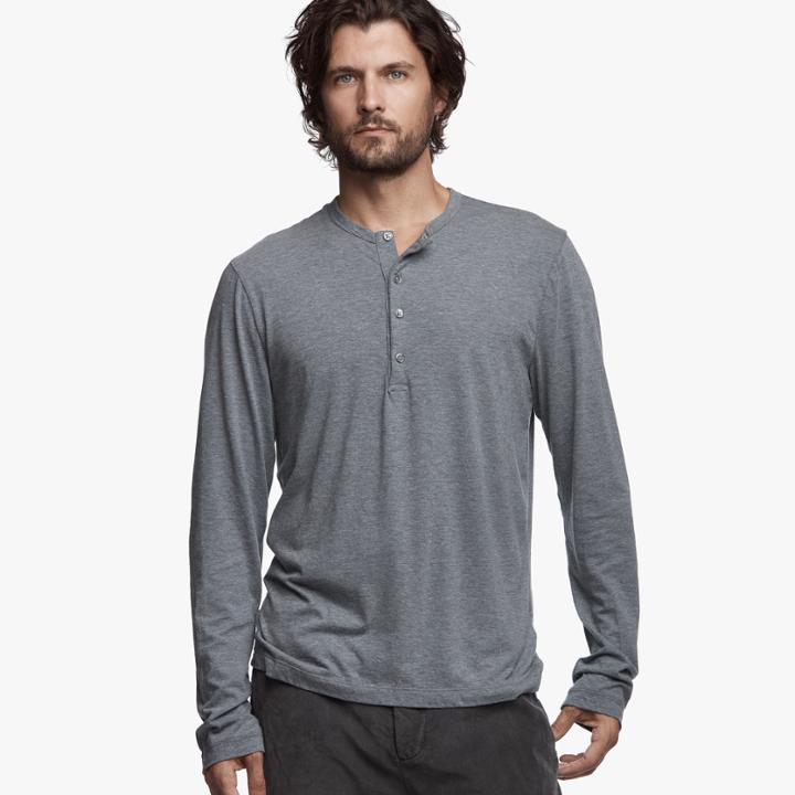 James Perse Cotton Linen Melange Henley