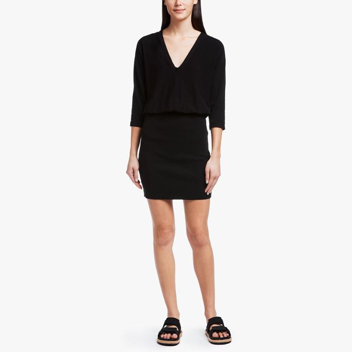 James Perse Mixed Media Blouson Dress