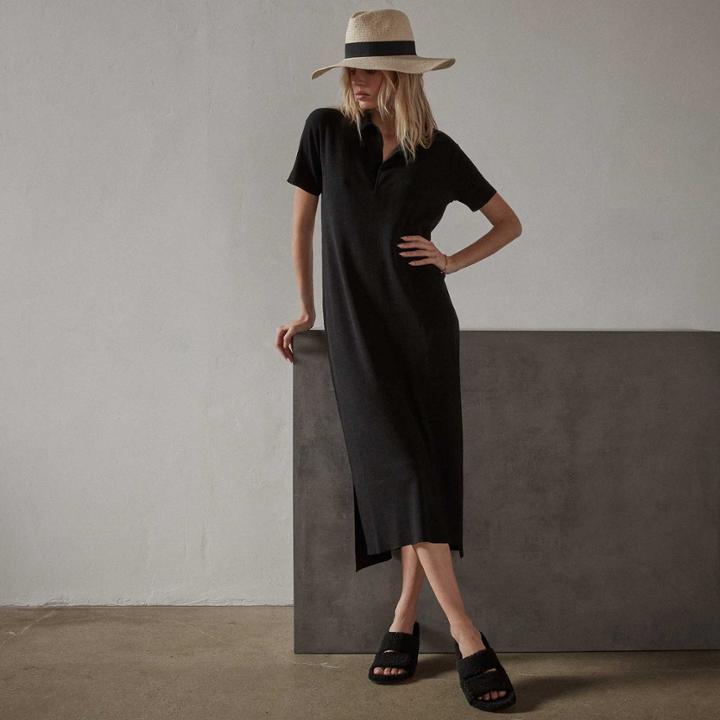 James Perse Stretch Linen Polo Dress