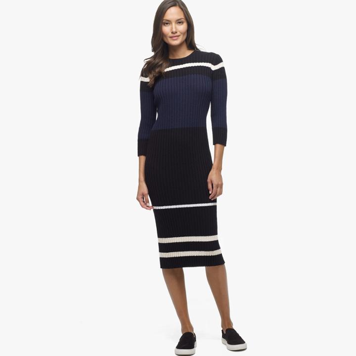 James Perse Striped Cotton Terry Dress