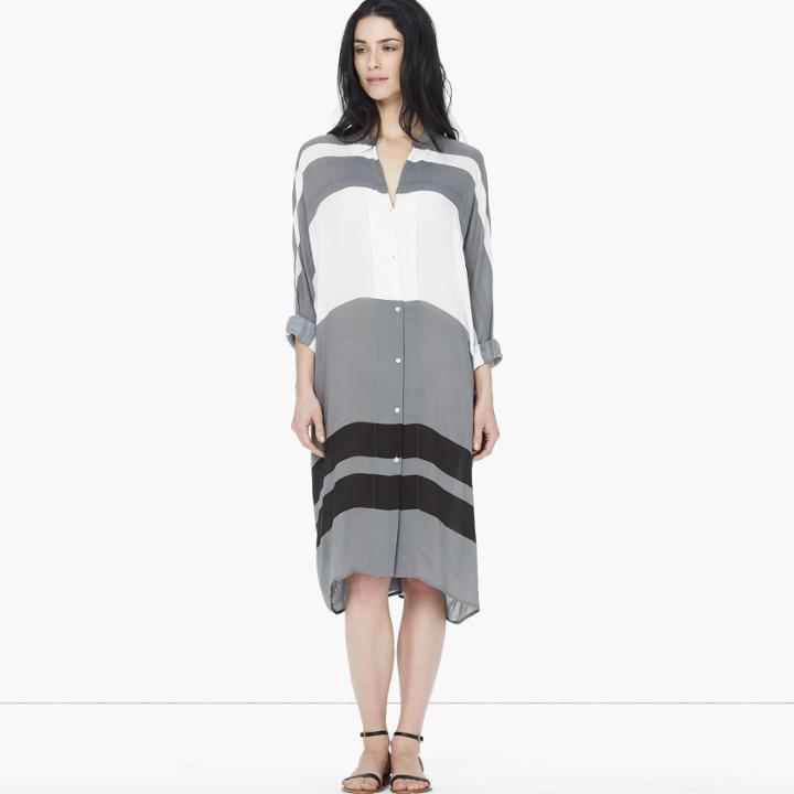 James Perse Striped Oversized Dolman Shirt Dress
