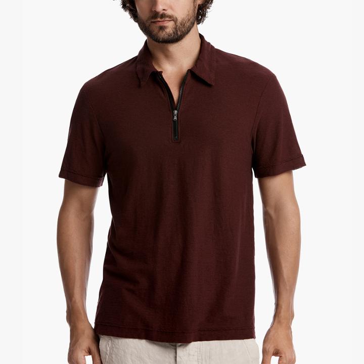 James Perse Cotton Linen Zip-front Polo