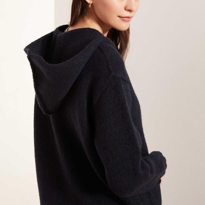 James Perse Wool Blend Hooded Full Zip Sweater
