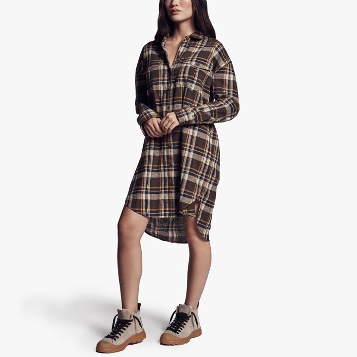 James Perse Military Plaid Shirt Dress