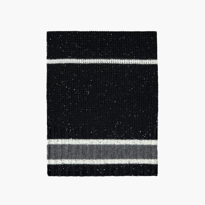 James Perse Striped Cashmere Waffle Knit Scarf
