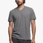 James Perse Cotton Linen Melange Short Sleeve V Neck