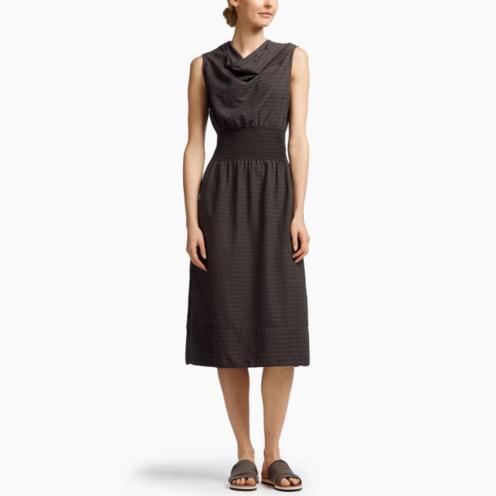 James Perse Barre Striped Drape Collar Dress