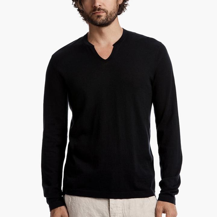 James Perse Cotton Knit Split Neck Pullover