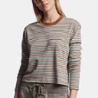 James Perse Striped Mock Neck Tee