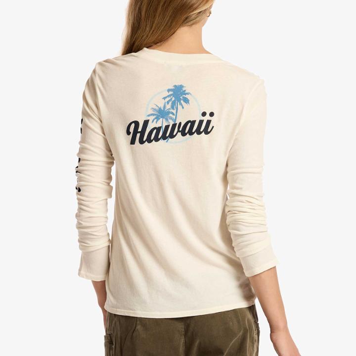 James Perse Long Sleeve V Neck Hawaii Palm Hualalai