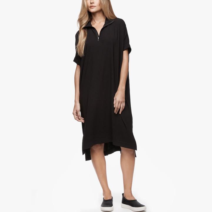 James Perse Crepe Funnel Neck Dress