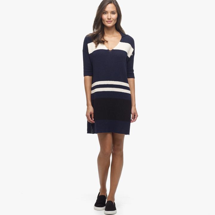 James Perse Striped Cotton Terry Polo Dress