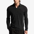 James Perse Wool Stripe Long Sleeve Jersey Open Polo