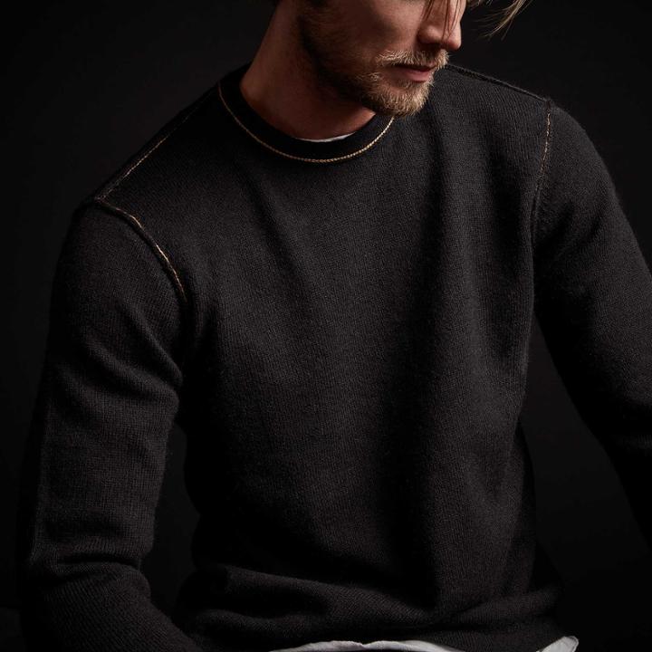 James Perse Contrast Link Crew Neck Sweater