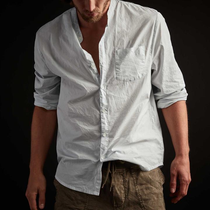 James Perse Stretch Poplin Collarless Shirt