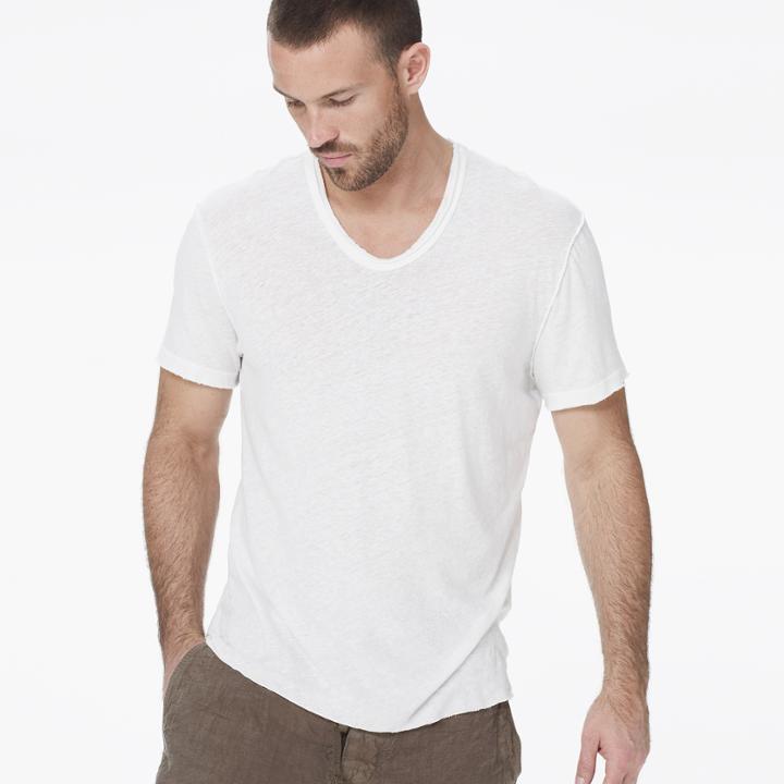 James Perse Inside Out Linen Soft V-neck Tee