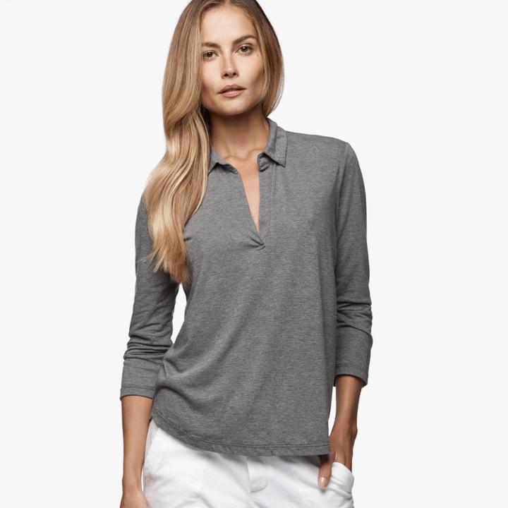 James Perse Cotton Linen Melange Polo Tee
