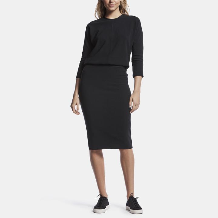 James Perse Mixed Rib Blouson Dress