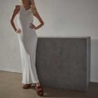 James Perse Cut Away Funnel Neck Ribbed Dress