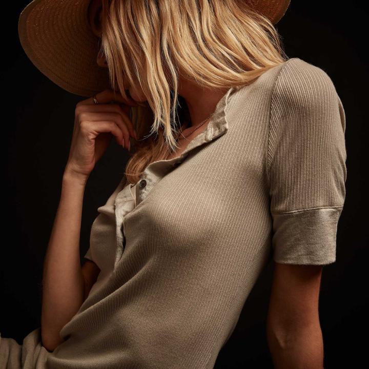 James Perse Tencel Cashmere Rib Henley