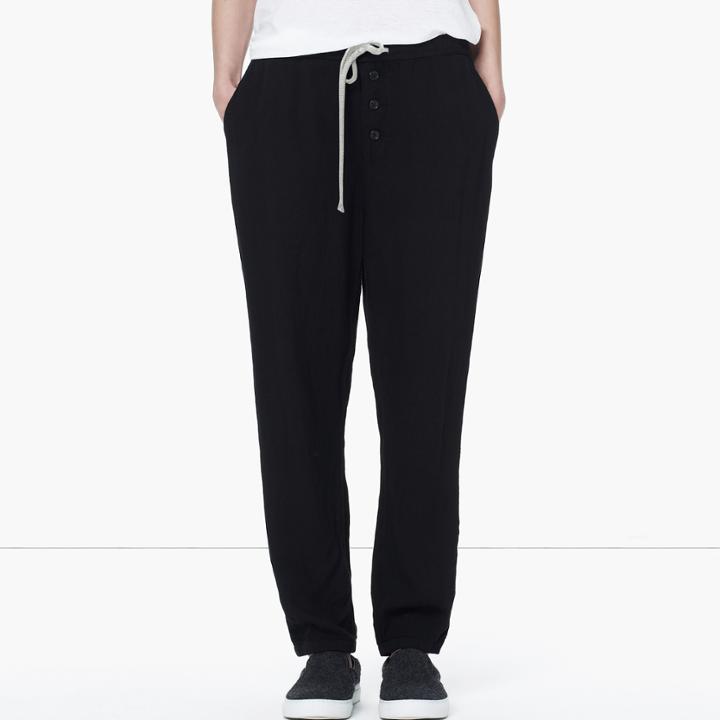 James Perse Button Fly Linen Crepe Pant