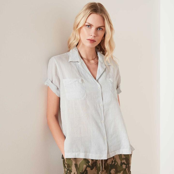 James Perse Cotton Voile Short Sleeve Shirt