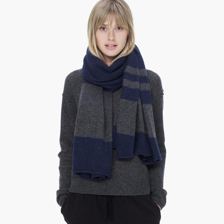 James Perse Striped Cashmere Gauze Scarf