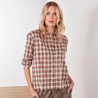 James Perse Cropped Voile Plaid Shirt