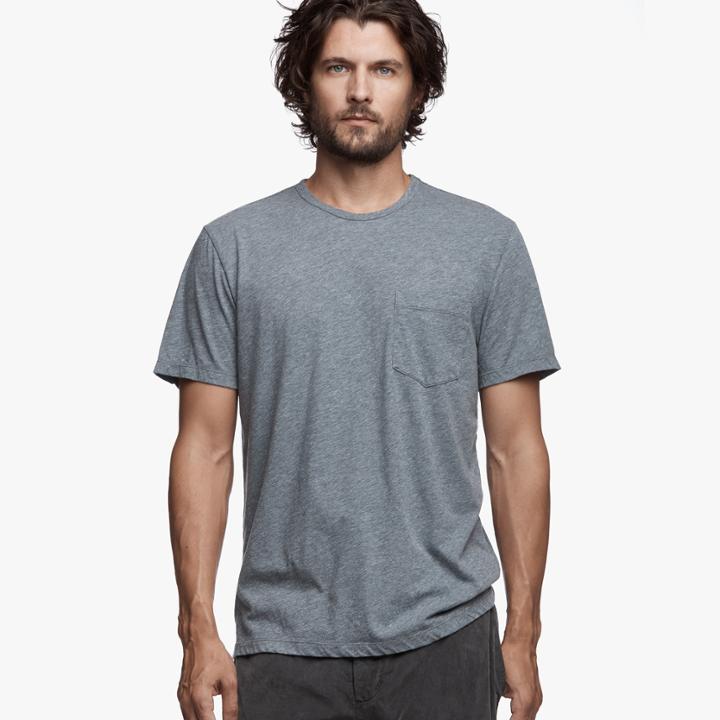 James Perse Melange Cotton Linen Pocket Tee