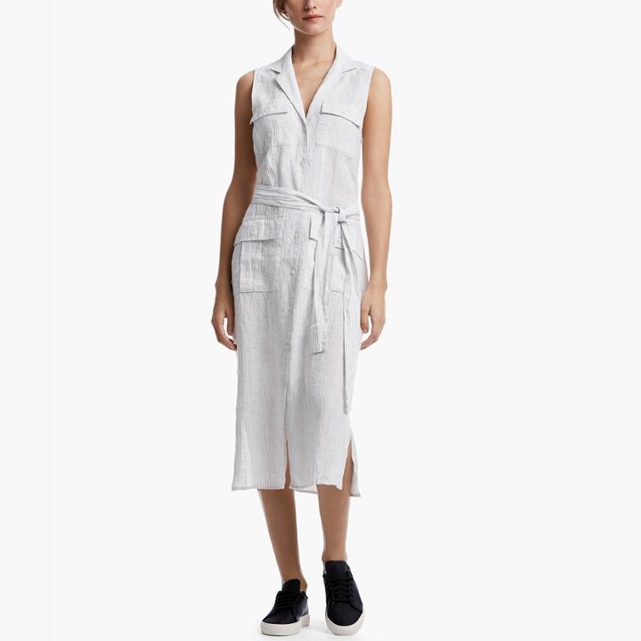 James Perse Striped Linen Shirt Dress