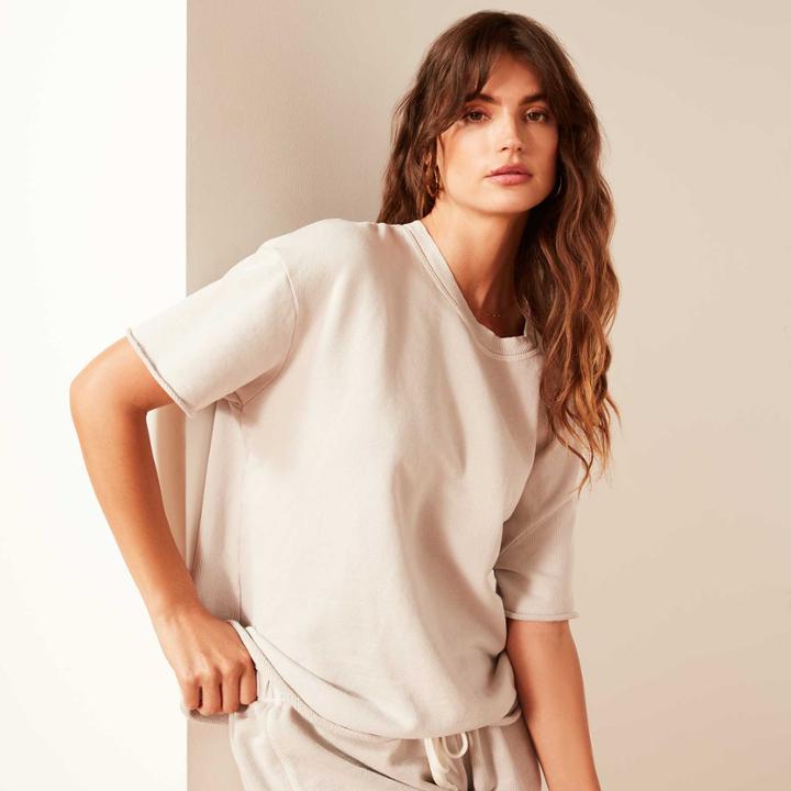 James Perse French Terry Short Sleeve Sweat Top
