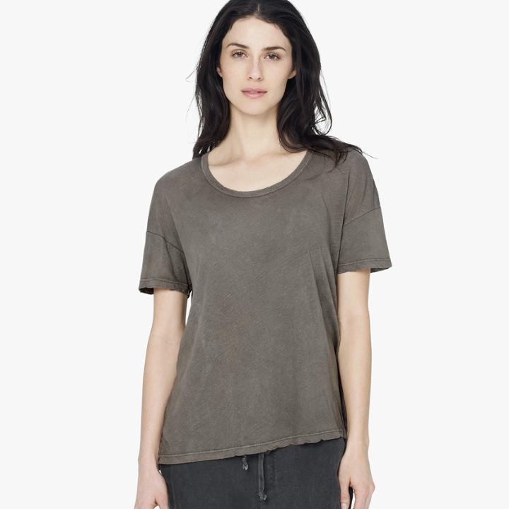 James Perse Linen Cotton Split Hem Tee