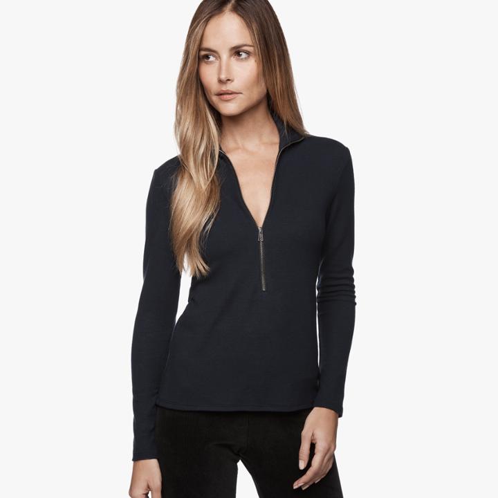 James Perse Half-zip Mock Neck Top