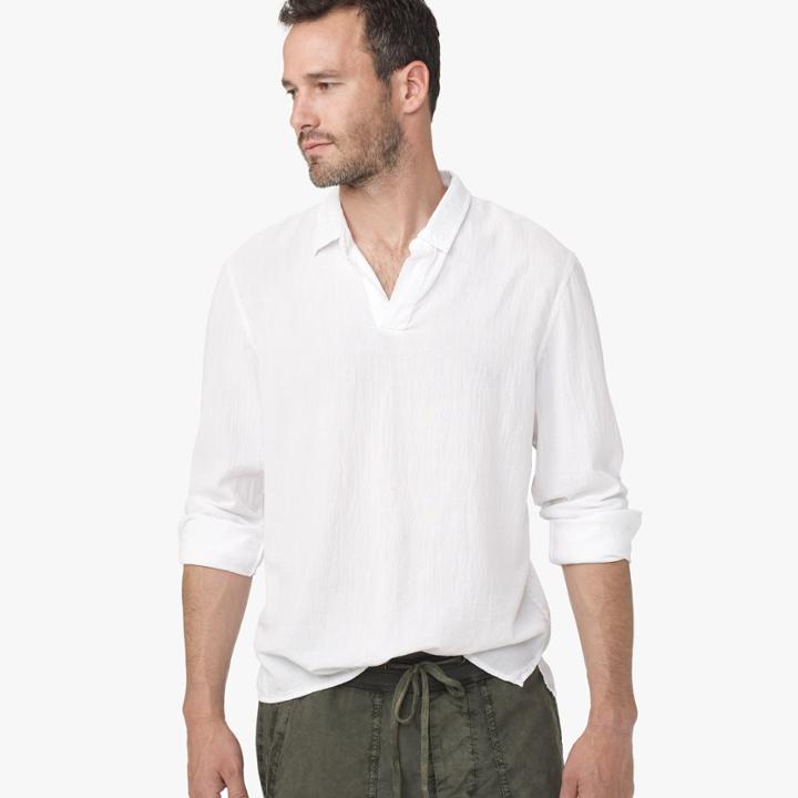 James Perse Cotton Gauze Collared Shirt